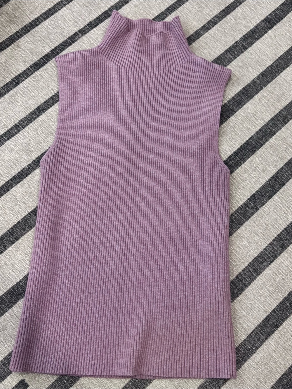 Purple Ribbed Sleeveless Women’s Sweater Tank